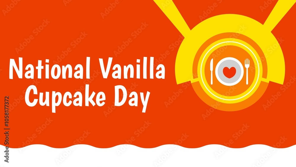 Obraz premium National Vanilla Cupcake Day web banner design illustration 
