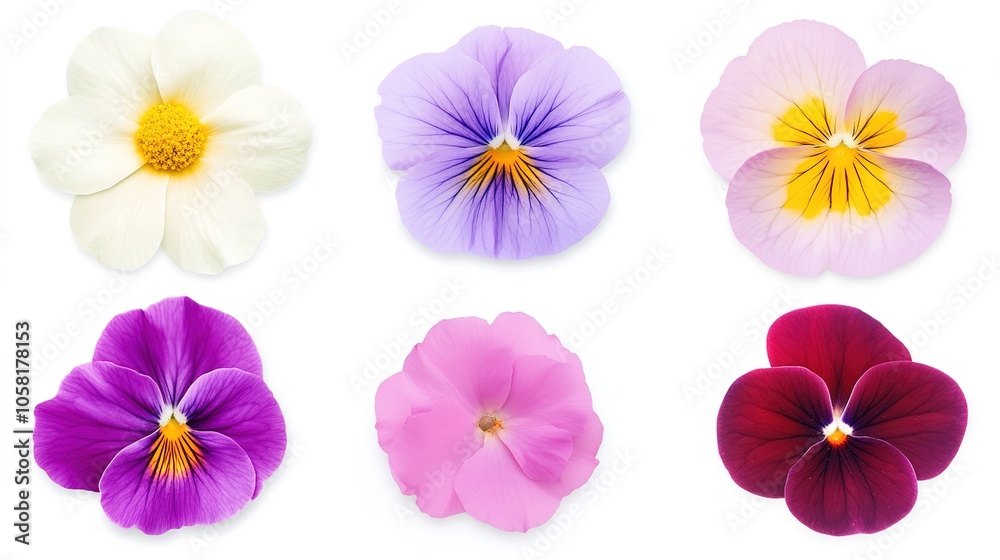 Set of Different Flower Linens on White Background - Floral Textile Collection Set of Different Flower Linens on White Background - Floral Textile Collection
