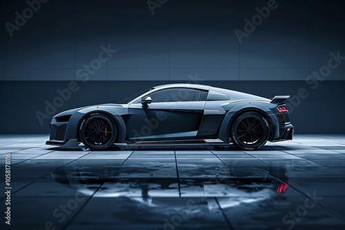Expensive luxury car parked against a dark background. Generative Ai