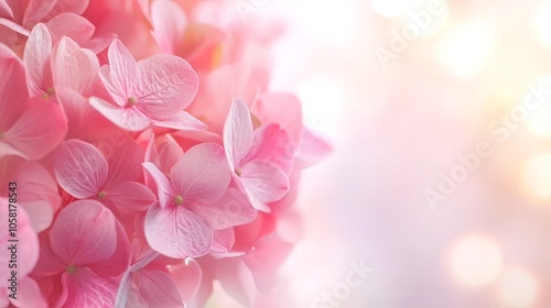 Soft Pink Hydrangea Bloom with Bokeh Background