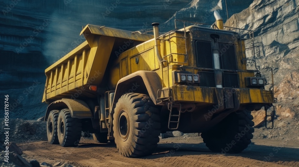 Yellow Dump Truck in a Quarry Yellow Dump Truck in a Quarry