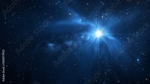 Bright Star in the Night Sky Illuminating the Dark with Radiant Light, Christmas Nativity of Bethlehem, Jesus Birth