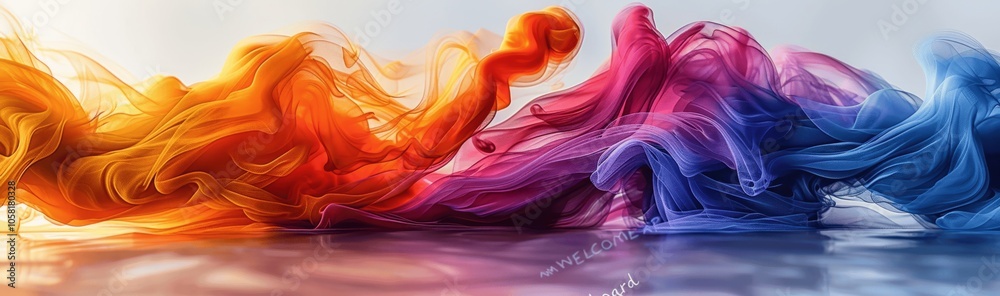 Fototapeta premium Welcome Aboard Colorful Rainbow Calligraphy Work Banner New Job Team Congratulation Lettering