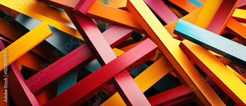 Wallpaper Mural Colorful metal beams interwoven in an abstract geometric pattern, generative AI Torontodigital.ca