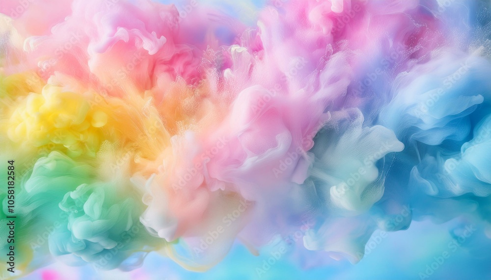 Abstract colorful ink swirls in a dreamy pastel rainbow. Abstract colorful ink swirls in a dreamy pastel rainbow.