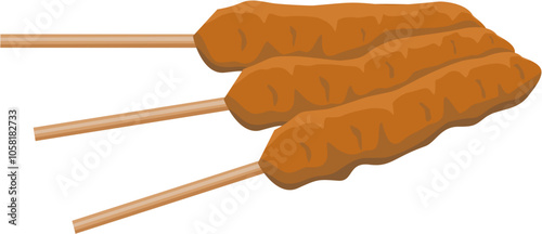 Indonesian chicken sate. Food illustration. vector format file.