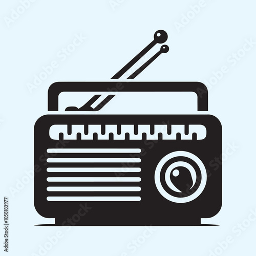 vintage radio silhouette vector, radio vector illustration black and white