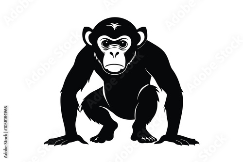 Chimpanzee animal silhouette L.eps