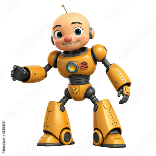 Illustration of yellow bald robot