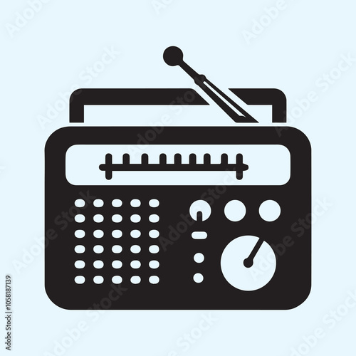 vintage radio silhouette vector, radio vector illustration black and white