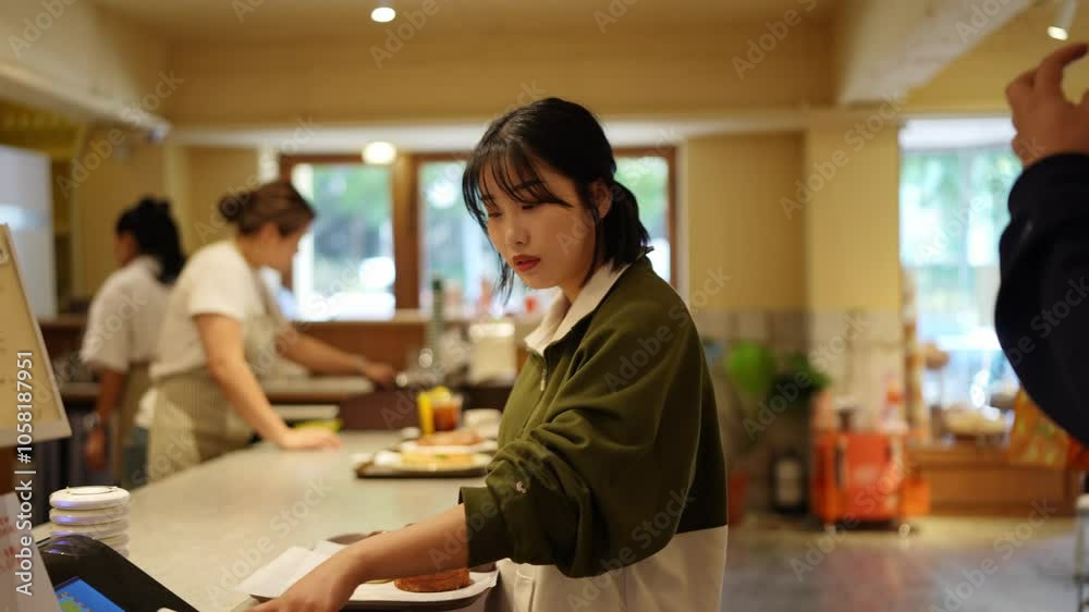A couple, a Korean man in his 30s and a woman in her 20s, wear tracksuits and enjoy an afternoon at a nice Western-style cafe in Seoul, South Korea. A couple, a Korean man in his 30s and a woman in her 20s, wear tracksuits and enjoy an afternoon at a nice Western-style cafe in Seoul, South Korea.