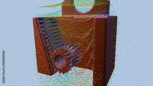 CFD simulation Computational fluid dynamics - Gear box airflow simulation photo