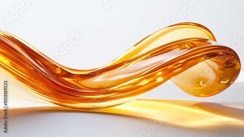 Smear of glowing yellow vaseline on a white surface, the gel's translucent, glossy texture reflecting soft highlights, minimalist composition photo