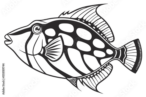 Harlequin filefish for logo white background D.eps