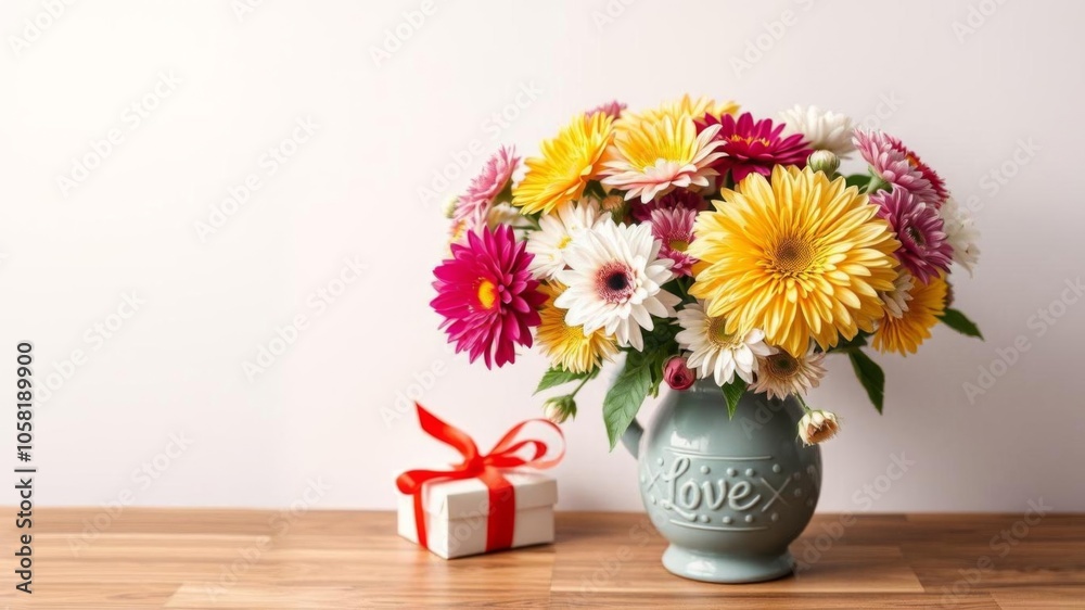 A stunning floral arrangement in a gray vase, perfect for Mother's Day or Father's Day, gray vase, special, vase A stunning floral arrangement in a gray vase, perfect for Mother's Day or Father's Day, gray vase, special, vase