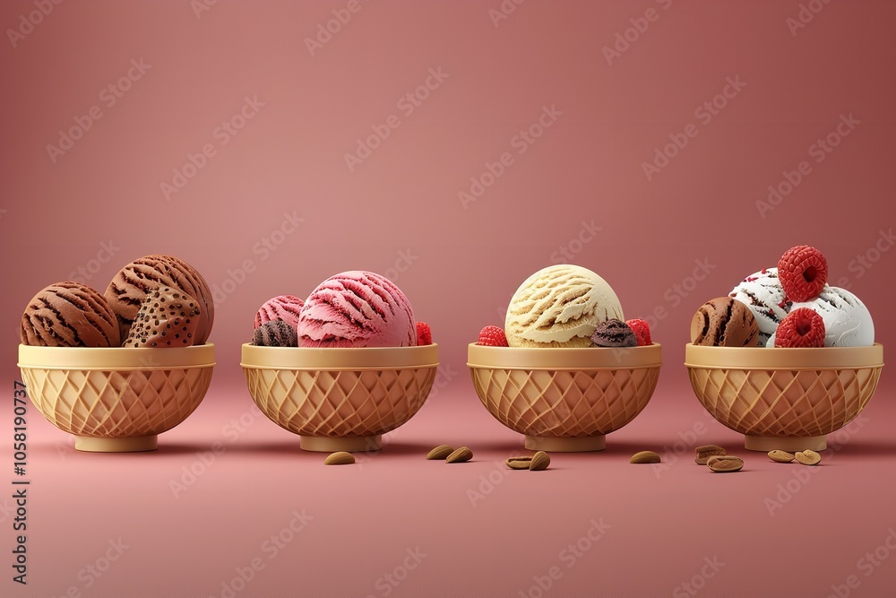 Assemble a collection of mouthwatering, multi-flavor ice cream. Generative Ai Assemble a collection of mouthwatering, multi-flavor ice cream. Generative Ai