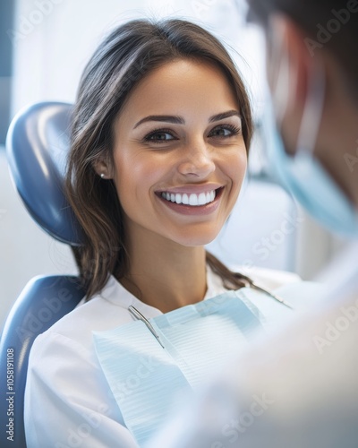 Dentist Smiling and Explaining Procedure photo