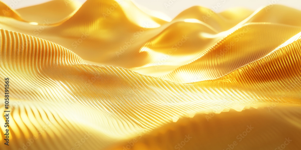 3D flow liquid wave abstract mountain contour curve with gold glitter metallic glossy line particle, golden light fashion cosmetic shiny landscape texture banner background