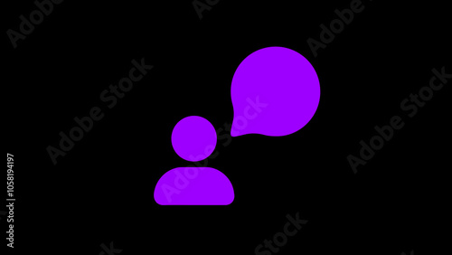 High-Contrast Chat Bubble Icon on Black Background: Speech Bubble Symbol for Graphic Design and UI Elements photo