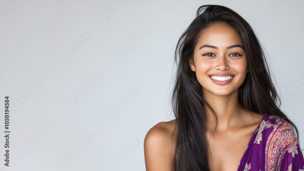 Malay woman smiling wearing traditional cloth isolated on gray Malay woman smiling wearing traditional cloth isolated on gray