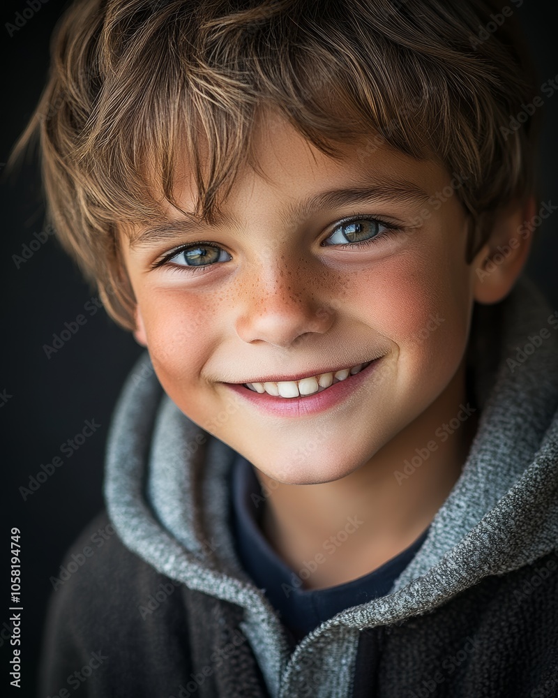 Portrait of Shy Smiling Boy in Soft Light Portrait of Shy Smiling Boy in Soft Light