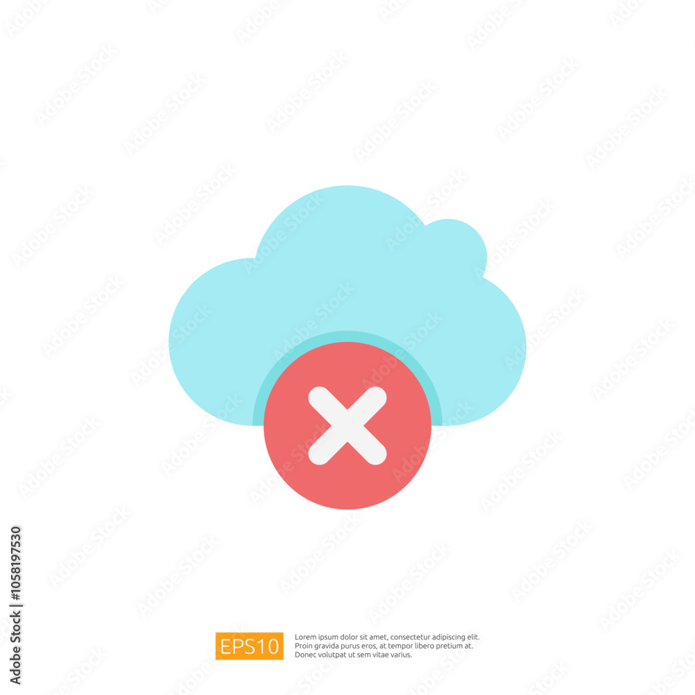 A simple graphic illustration of a cloud with a red cross symbol, suggesting a negative or error state related to cloud services or data storage. A simple graphic illustration of a cloud with a red cross symbol, suggesting a negative or error state related to cloud services or data storage.