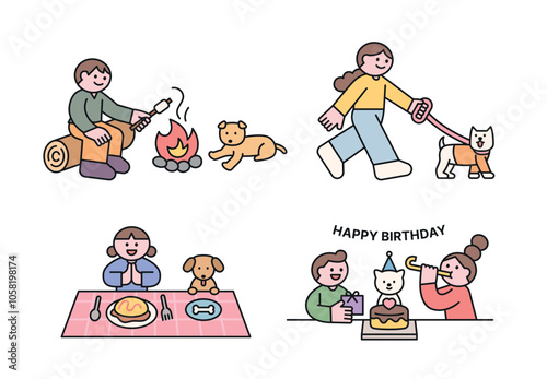 Time spent with dogs. Camping, walking, eating, and having birthday parties.