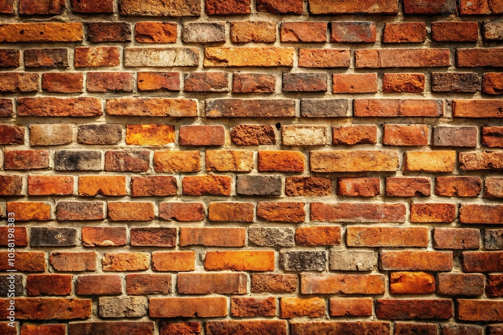 Obraz premium Rough-hewn brick walls with uneven mortar lines and weathered stone blocks, natural, textured