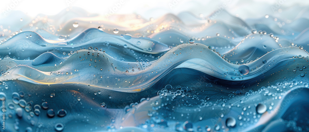Fototapeta premium Beautiful ripple effect of water waves glimmering in the sunlight during a serene morning by the coast