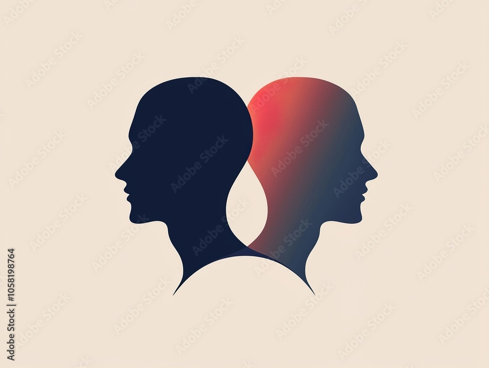 vector logo of two people, one person's head is on the left and another... vector logo of two people, one person's head is on the left and another...