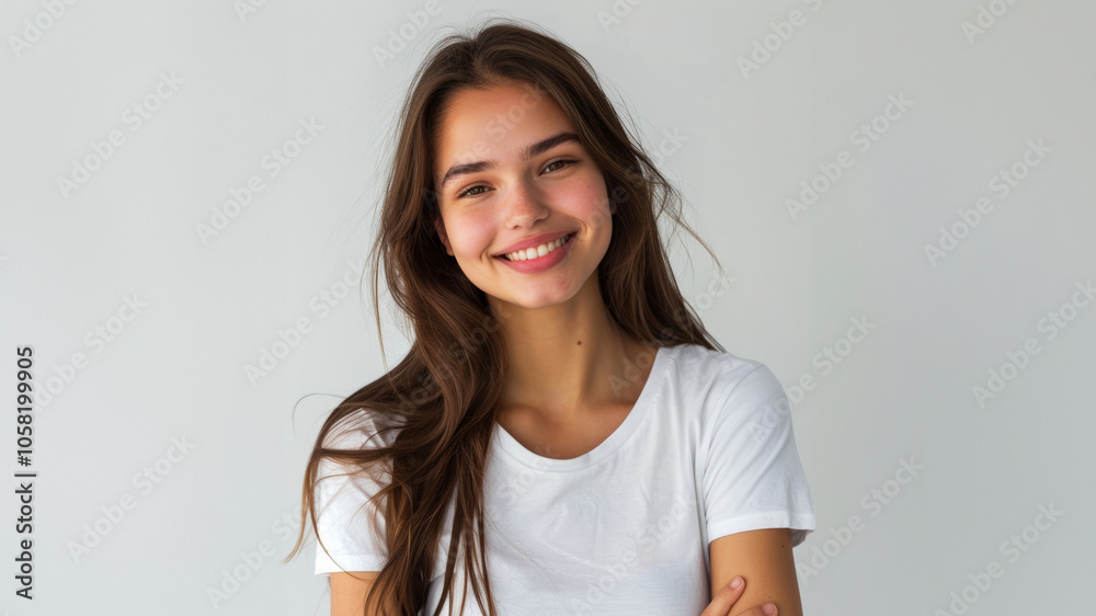 A young woman in comfortable, everyday attire showcases the casual, individual style of Western women in their teens and twenties.