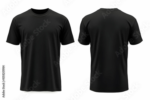 Realistic Black T-Shirt Illustration - Front and Back View