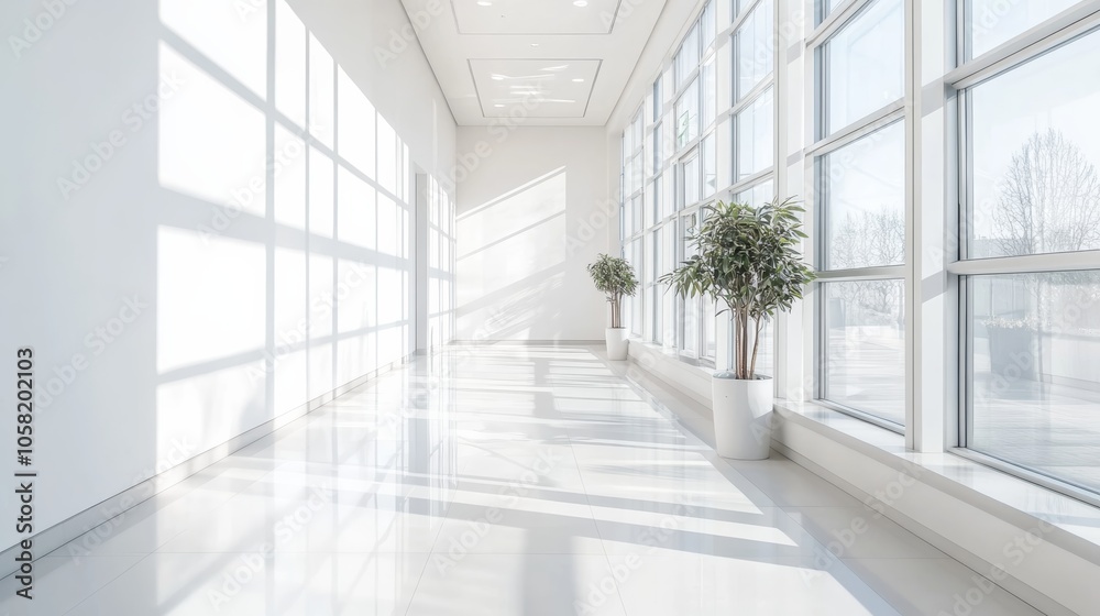 Fototapeta premium Empty Hallway with Soft Light from Windows