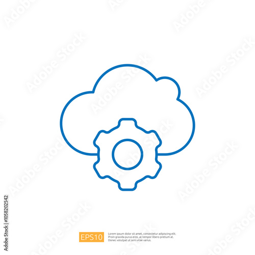 Wallpaper Mural A simple graphic illustration of a cloud with a gear icon, symbolizing cloud computing and technology solutions. Torontodigital.ca