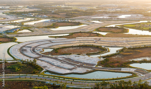 Wallpaper Mural Development of residential housing in American suburbs. Beginning of construction works on prepared ground Torontodigital.ca