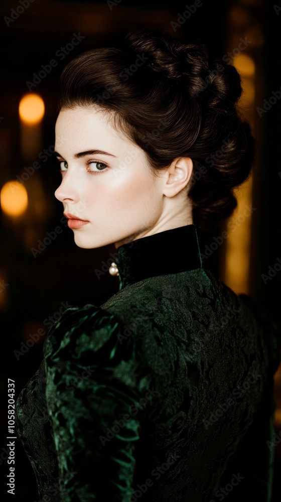 woman in evening dress with mirror reflections and candles. woman in evening dress with mirror reflections and candles.
