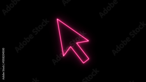 Neon, Glowing, Colorful Mouse Click Pointer. Click icon.