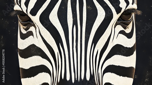 Elegant zebra stripes in a minimalistic black and white format, showcasing clean, bold lines that form a modern animal print pattern. Sleek zebra pattern, Minimal black and white