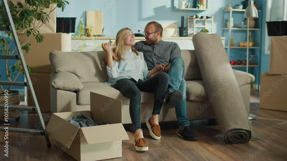 A Couple Walks Hand-in-Hand in Their New Apartment, Surrounded by Moving Boxes. This Moment Captures Their Joy and Excitement as They Start a New Chapter Together in Their First Shared Home A Couple Walks Hand-in-Hand in Their New Apartment, Surrounded by Moving Boxes. This Moment Captures Their Joy and Excitement as They Start a New Chapter Together in Their First Shared Home