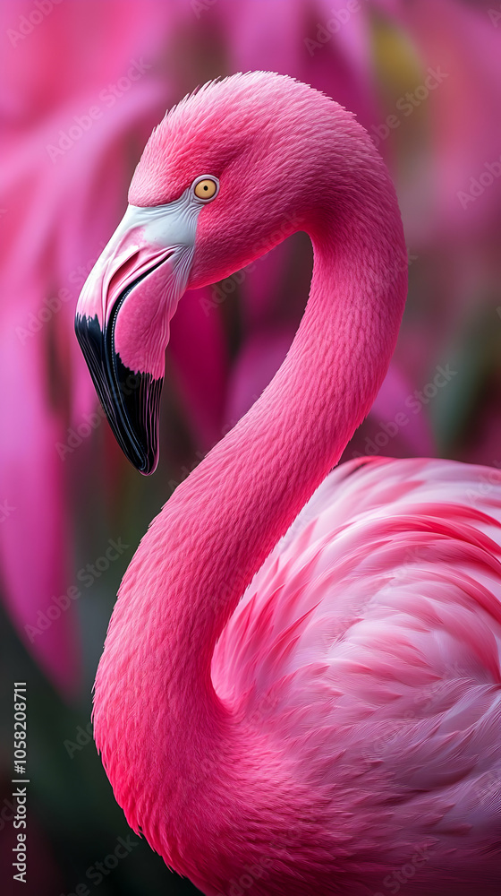 Naklejka premium Pink Flamingo Illustration on a Pink Background