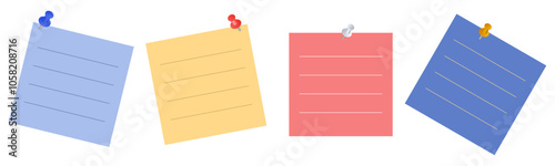 memo paper and push pin icon White sheet for your message or adding more text. illustration flat design. Isolated on white background. vector 

