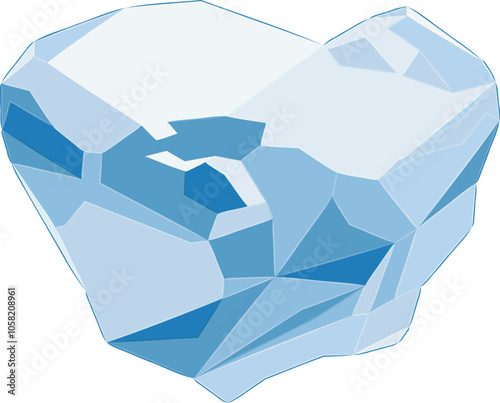 Natural Rough Diamond. Vector illustration of uncut blue diamond  Surface of the gemstone is uneven, with rough edges remaining from mining.
