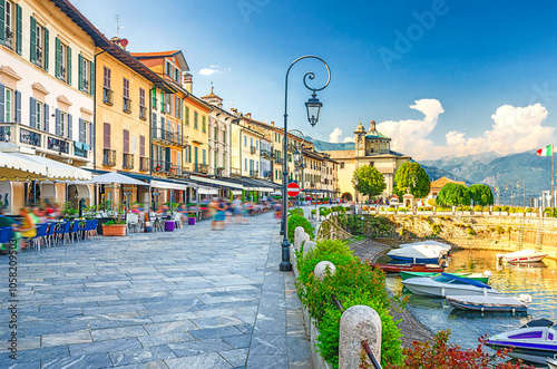 Promenade of Cannobio on Lake Maggiore (Lago Maggiore), Piedmont, Italy photo