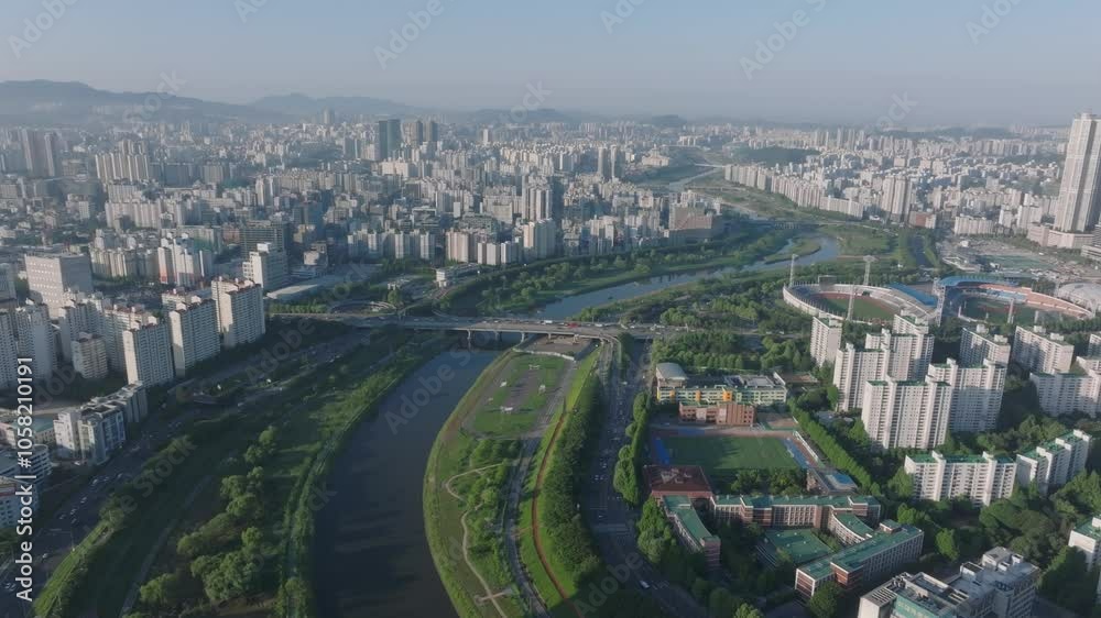 Aerial View of Anyangcheon River, Western Seoul Aerial View of Anyangcheon River, Western Seoul
