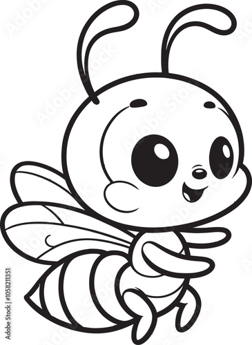 Sun, Cloud, Moon, Penguin, Ant, Apple, Dancing Butterfly Easy and bold coloring page for toddler