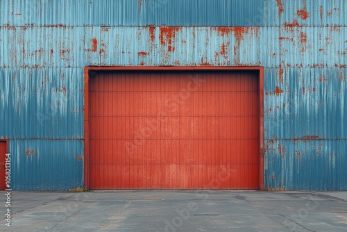 Using a roller door or roller shutter for factory warehouse. Generative Ai