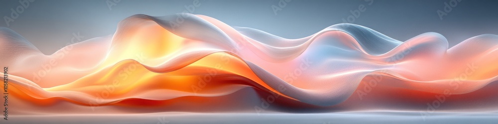 Abstract waves in soft hues of orange and blue, creating a serene effect.