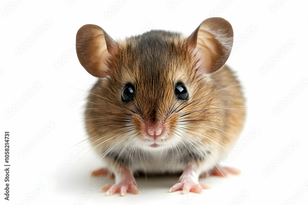 Curious Mouse Photo - Brown White Mouse on White Background Curious Mouse Photo - Brown White Mouse on White Background