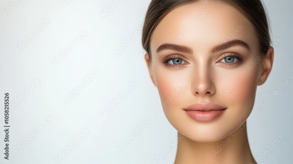 Beautiful Woman Portrait with Makeup and Soft Smile Beautiful Woman Portrait with Makeup and Soft Smile