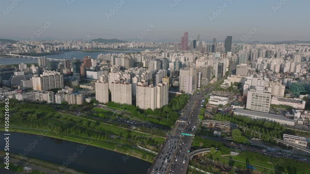Aerial View of Downtown Seoul, Yeongdeungpo Dangsan-dong, South Korea. 서울, 당산동, 영등포구 Aerial View of Downtown Seoul, Yeongdeungpo Dangsan-dong, South Korea. 서울, 당산동, 영등포구